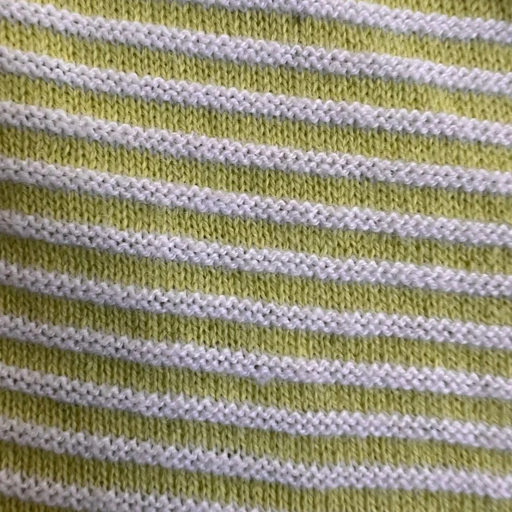 Talbots Striped Tunic‎ Sweater in Kiwi/White Elbow Patches 3/4 Sleeve Sz Small P